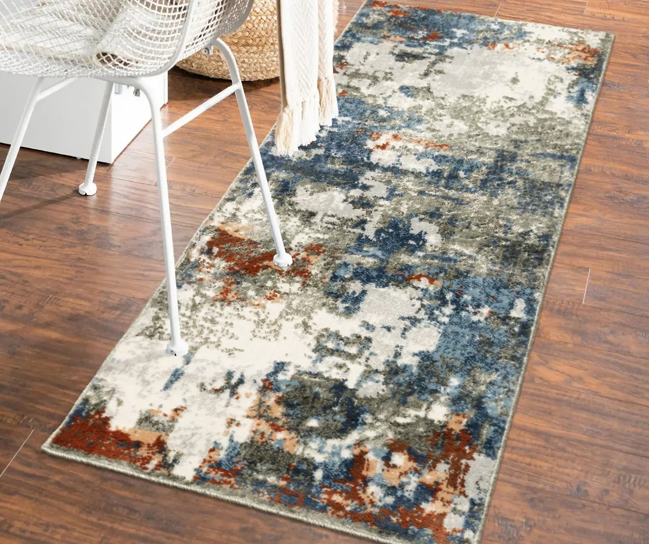 Blue & Brown Abstract Area Rug & Runner Set 10 Blue & Brown Abstract Area Rug & Runner Set - Image 10