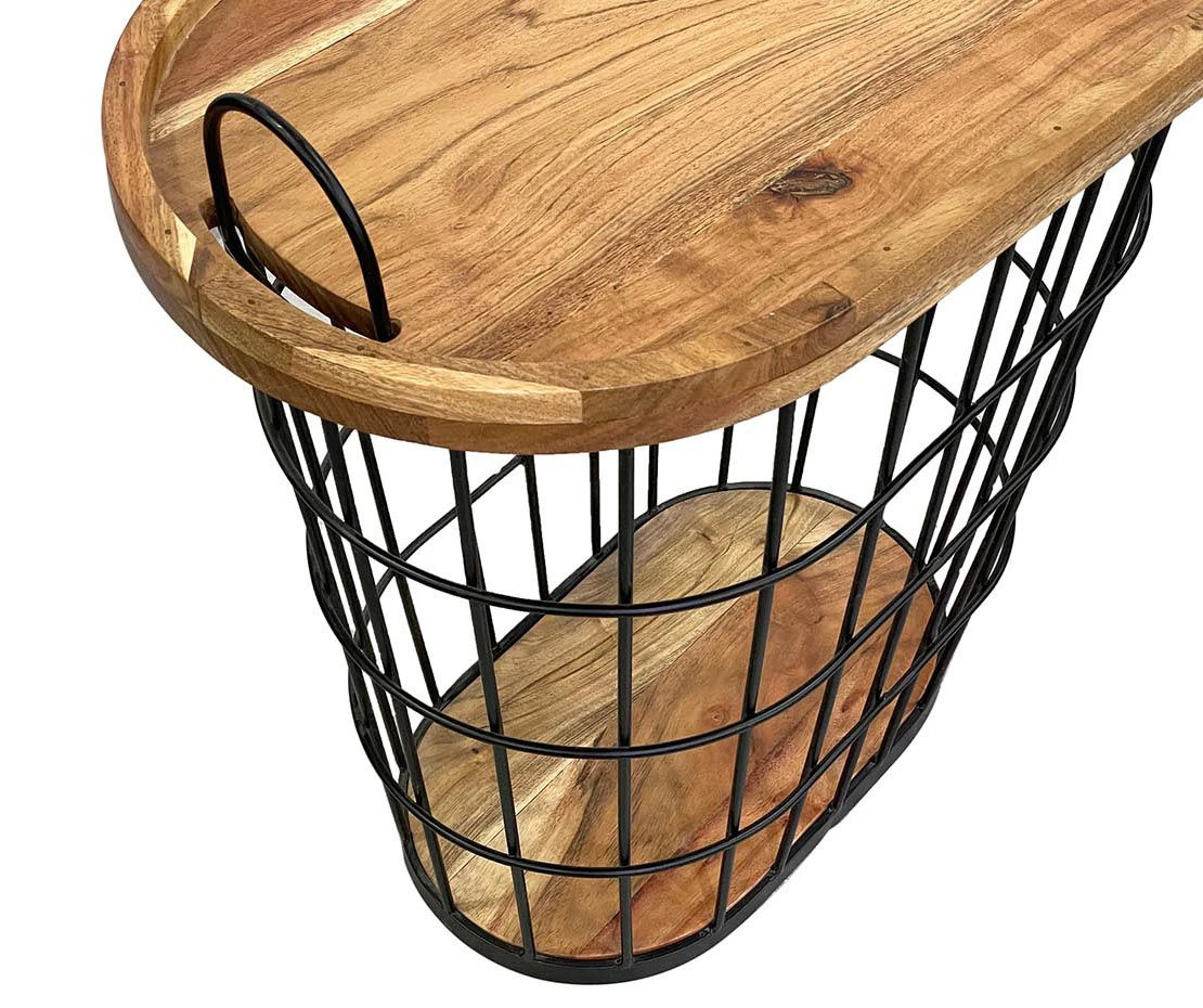 Metal Storage Table With Acacia Lid 4 Metal Storage Table With Acacia Lid - Image 4